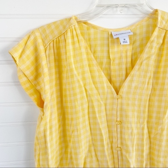 Liz Claiborne yellow plaid blouse Size Medium - Picture 3 of 7
